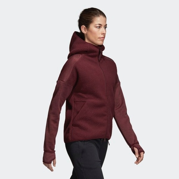 NWT Size M Adidas Burgundy Wine Hoodie Jacket - Picture 2 of 8